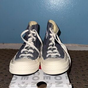 Converse High-Tops in Charcoal and Cream